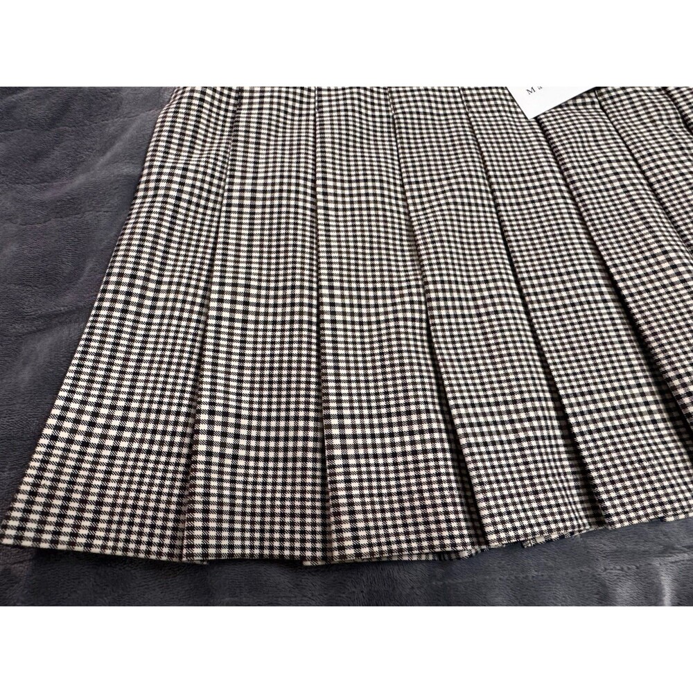 MAISON D'AMELIE Black & White Houndstooth Pleated Mini Skirt Small NWT - Picture 3 of 10